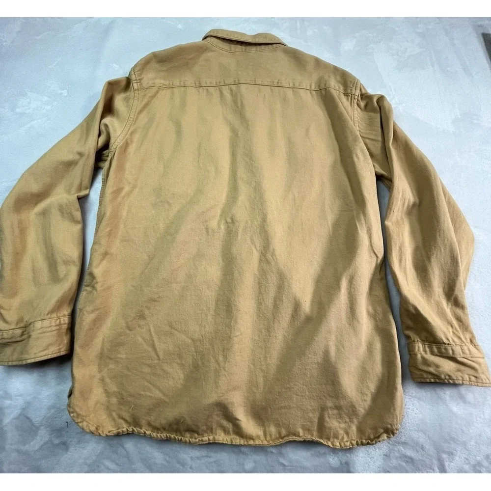 LEVI'S Mens M Shirt Button Front Cotton Hemp Soft Yellow Long Sleeve Pockets - Picture 8 of 12